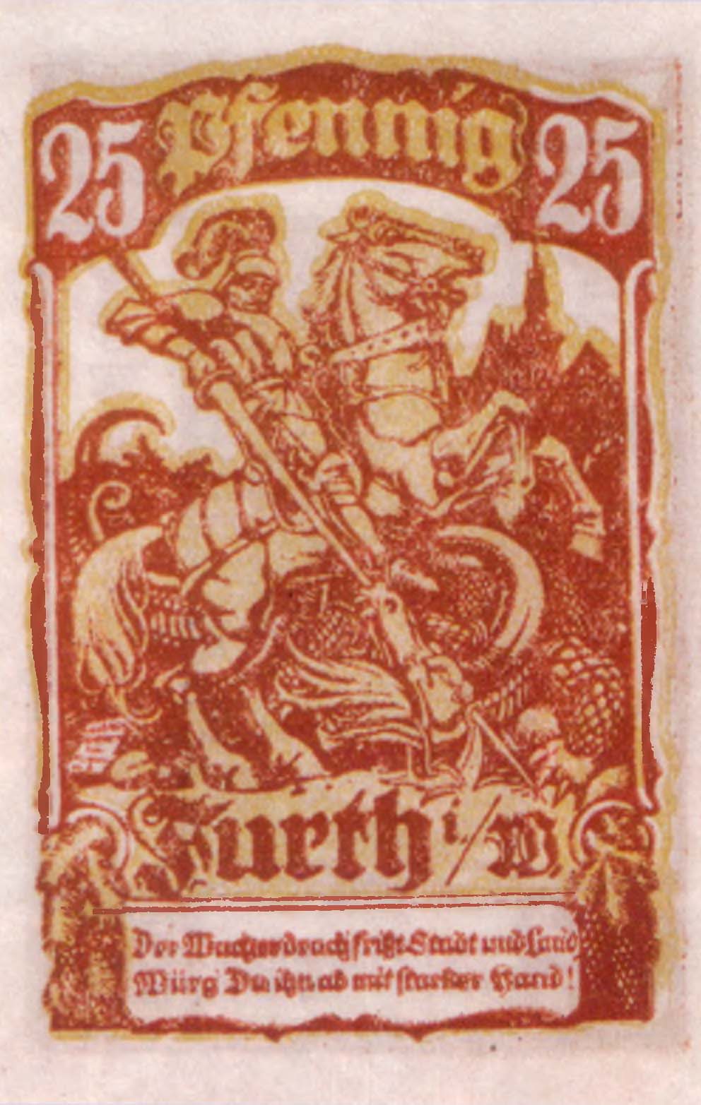 25 пфеннигов 1921 г. — нотгельд г. Фурт-им-Вальда, Германия.