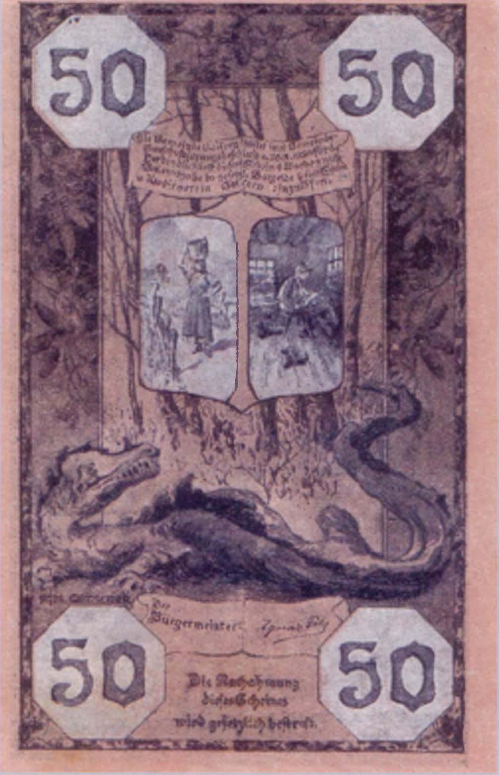 50 геллеров 1920 г. — нотгельд общины Бад-Гойзерн, Австрия.
